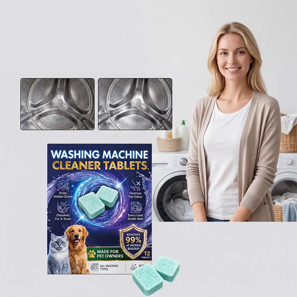 1/2/3 Beutel Waschmaschinenreiniger Professional Edition Beseitigt Gerüche und Entfernt Tierhaare Reiniger 12 Stück/1 Beutel Haushaltsreiniger – Detail 8