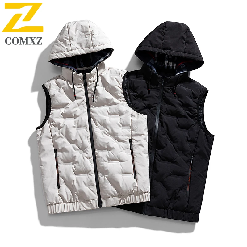 2025 New White Duck Down Vest Mens Winter Light Luxury Thick Windproof Down Jacket Casual Ski Cold-proof Puffer Sleeveless Parka