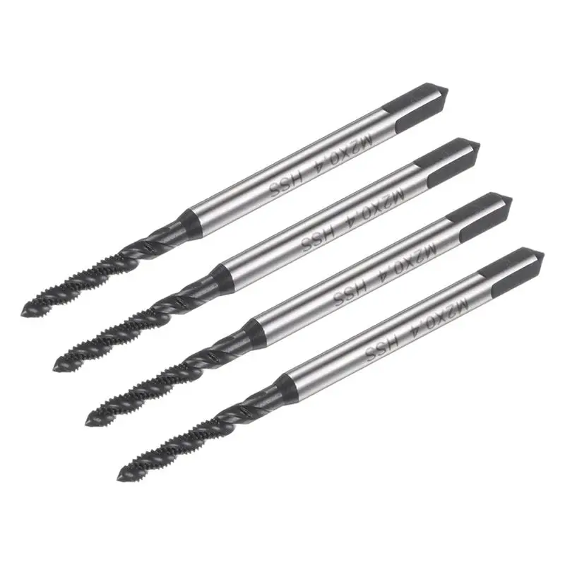 

A84X-4Pcs Spiral Flute Thread Taps, M2 X 0.4 Nitride Coated Metric Screw Tap, High Speed Steel Machine Tapping Threading Tool