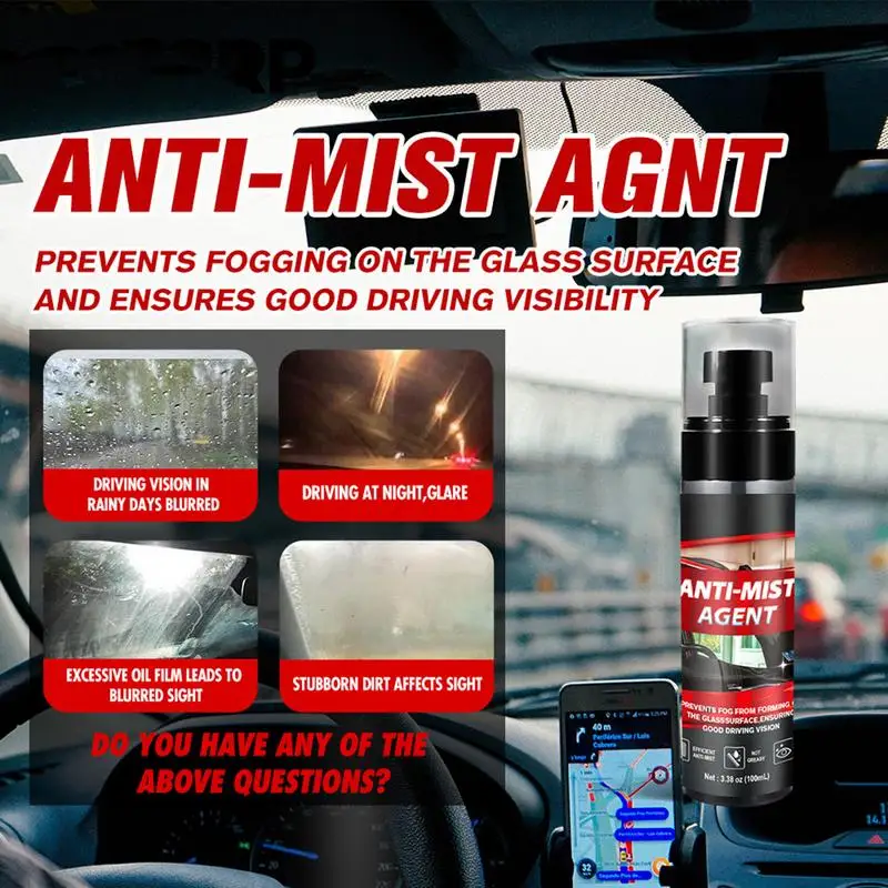 

Anti Fog Spray For Glasses Long-Lasting Defogger For Car Window 100mL Vehicles Defogger For Mirrors Bathroom Mirrors Shower