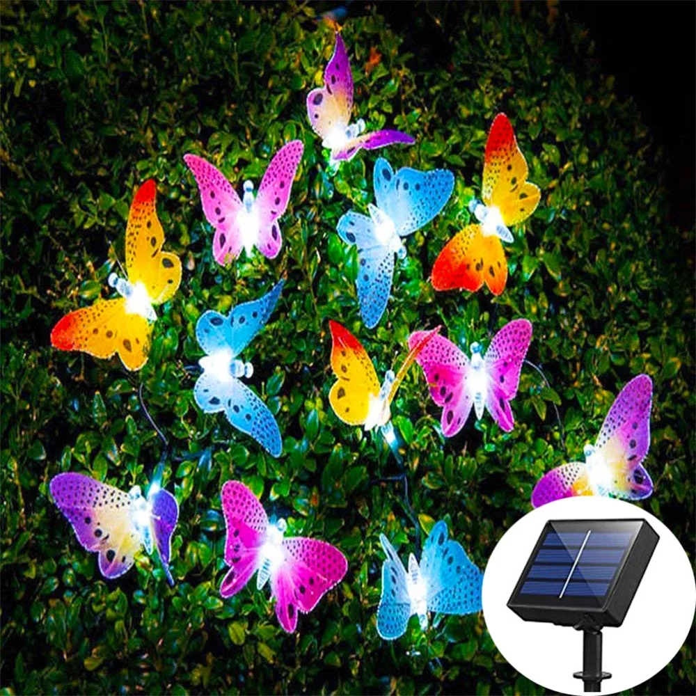 

Butterfly Solar String Lights, 12 LED 3.8m Waterproof Solar-Powered Fairy Lights for Garden Patio Pathway Home Lighting Decor