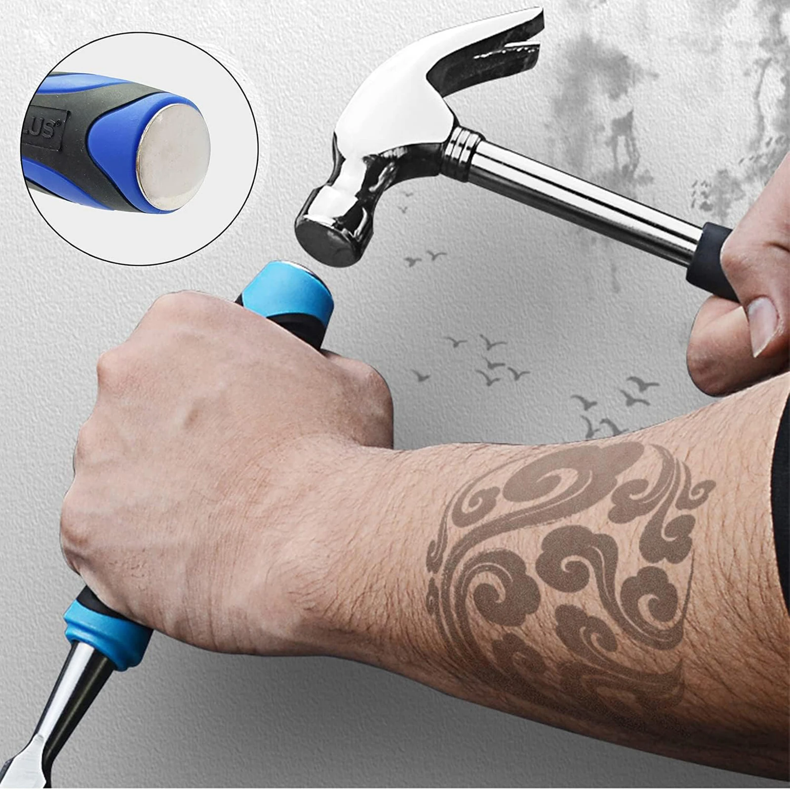 مجموعة إزميل خشبية مكونة من 10 قطع، مع دليل شحذ واحد وحجر شحذ و2 قلم رصاص نجار، شفرات CR-V المعالجة بالحرارة للمنزل DIY