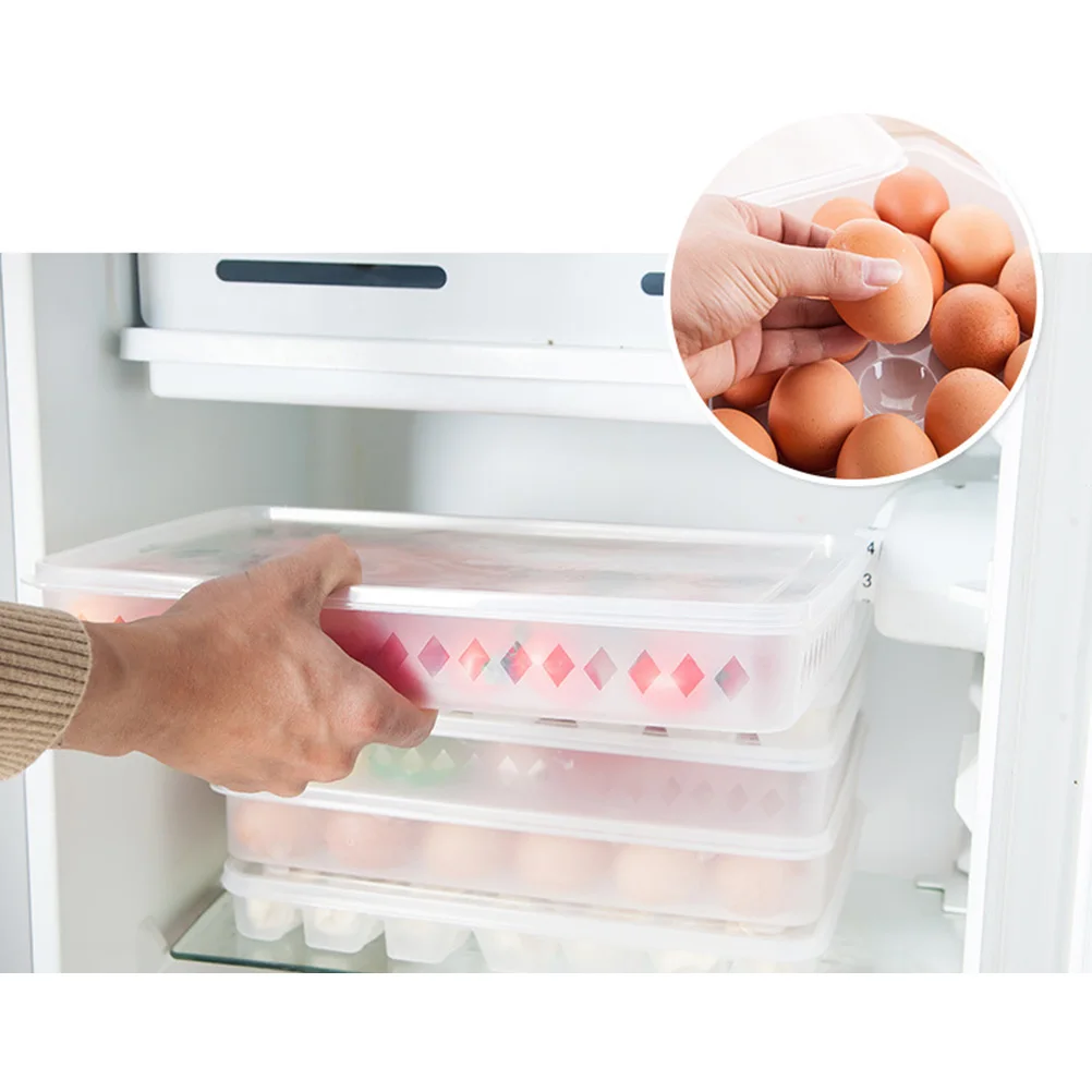 

Egg Tray Transparent Single Layer Plastic Food Container Stackable Refrigerator Crisper Organizer For Kitchen Storage