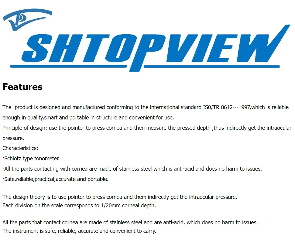SHTOPVIEW Tonometro oftalmico Schiotz YZ7A in acciaio inossidabile