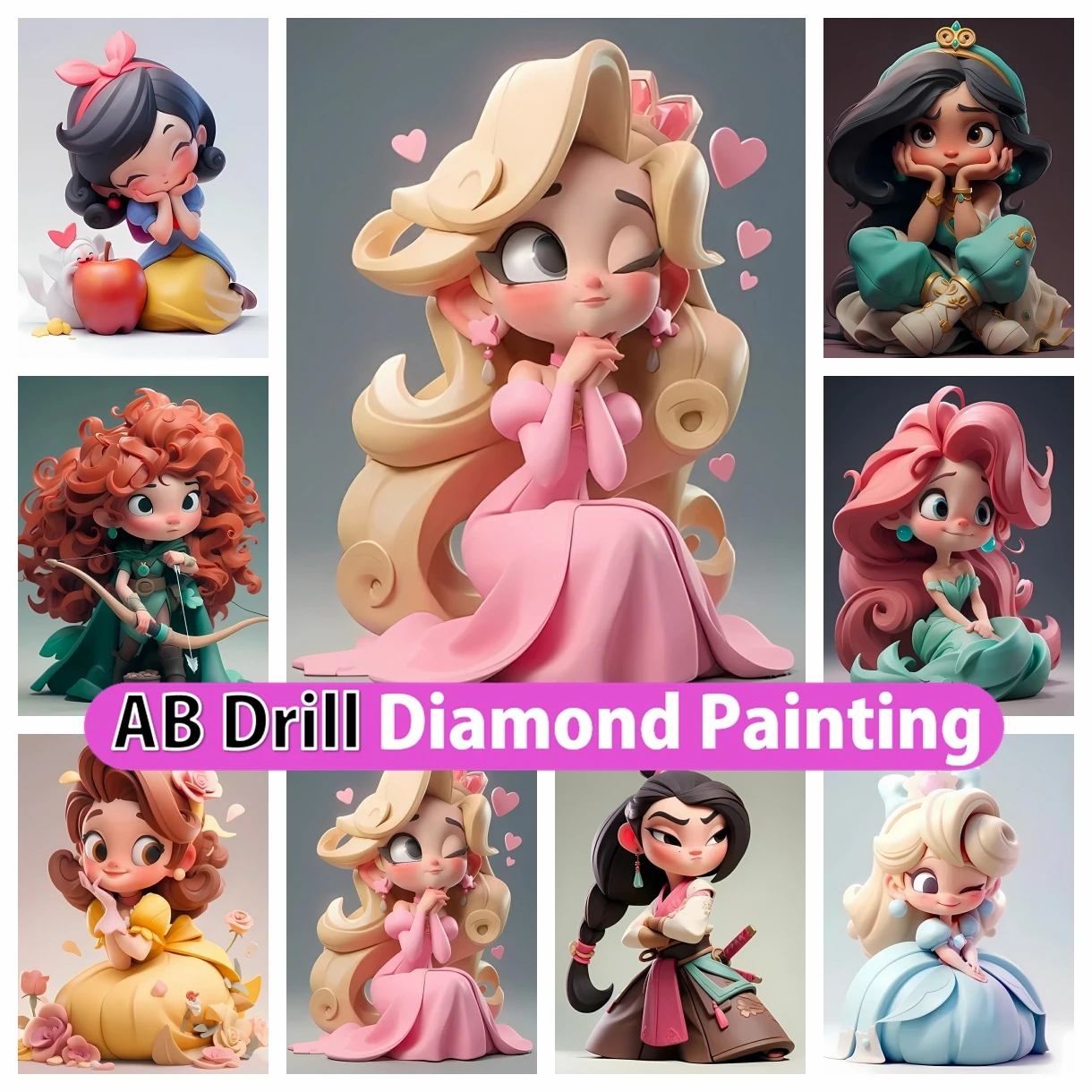 

Princess Doll 5D DIY AB Diamond Painting Mosaic Disney Cartoon Cross Stitch Embroidery Rhinestones Home Decor Children's Gift