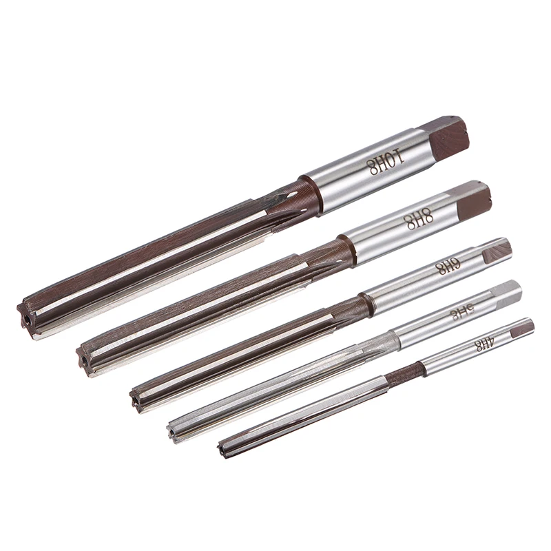 Uxcell 핸드 리머 세트 4mm 5mm 6mm 8mm 10mm H8 정확도 탄소 공구 강철 6 플루트 스트레이트 생크 밀링 커터 공구 5pcs
