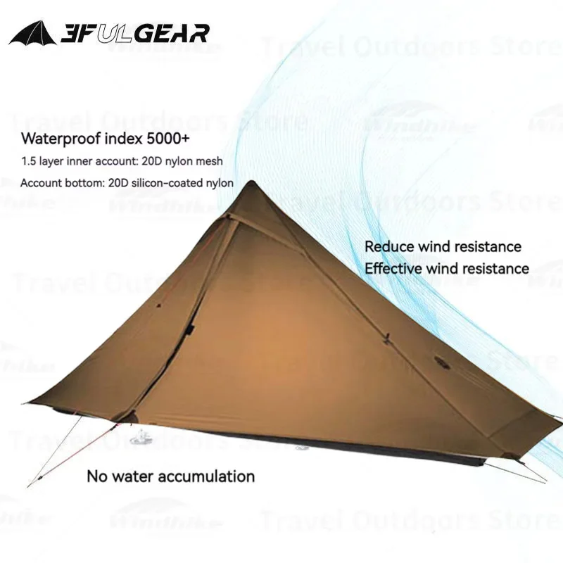 3F UL GEAR LanShan1 PRO Camping Tent Ultralight 1 Person 20D Professional Tent 3-4 Season Outdoor Hiking Tent Waterproof Asylum