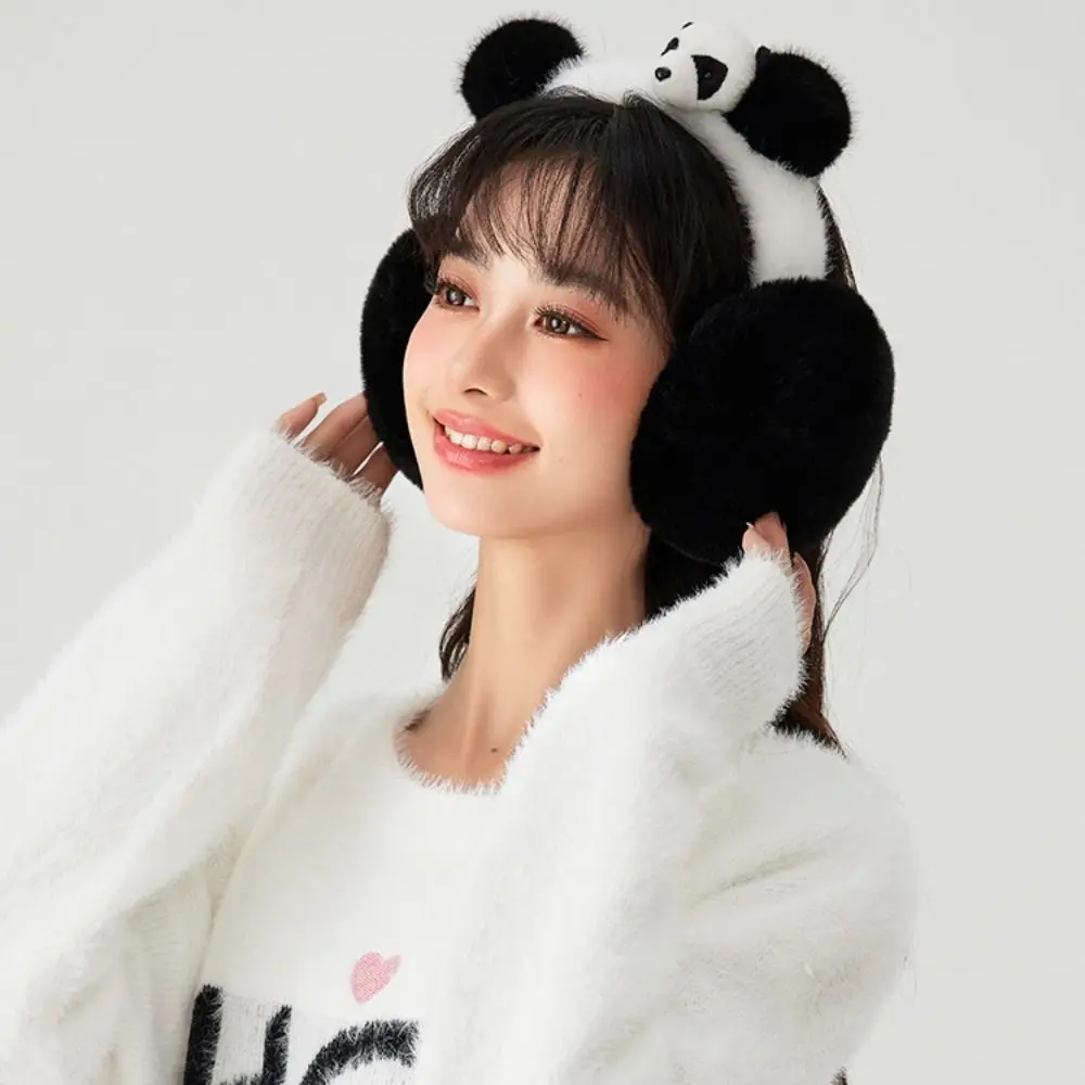 Comfortable Thicken Panda Plush Earmuffs Keep Warmer Windproof Panda Ear Cover Earflap Ear Warmers Winter Ear Cap Outdoor