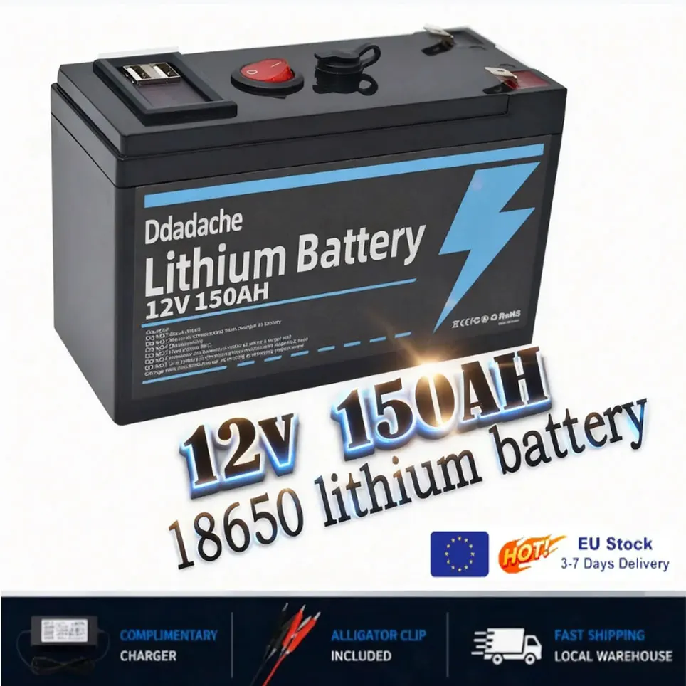 🧰 12V 150Ah Lithium LiFePO4 Deep-Cycle-Batterie für Solar, Fischfinder, Power Wheels, Beleuchtung, netzunabhängige Anwendungen mit integriertem BMS