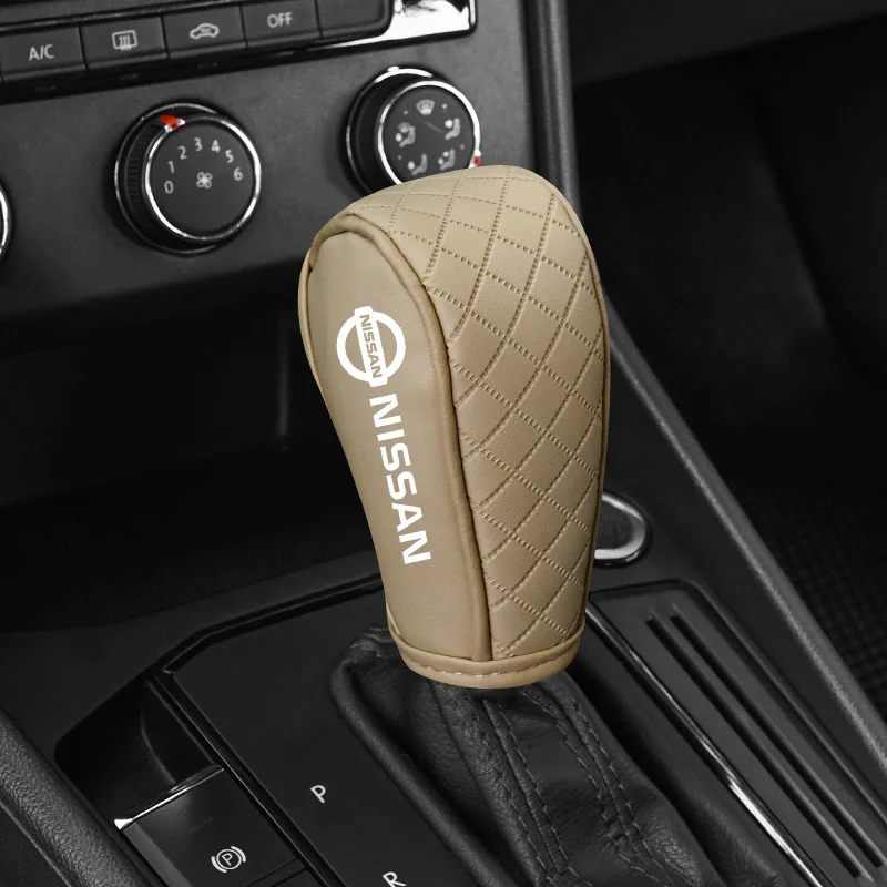 New Leather Car Gear Shift Knob Covers Non-Slip Handle Cover For Nissan Qashqai X-Trail T32 T31 Juke J10 J11 Kicks Tiida Altima