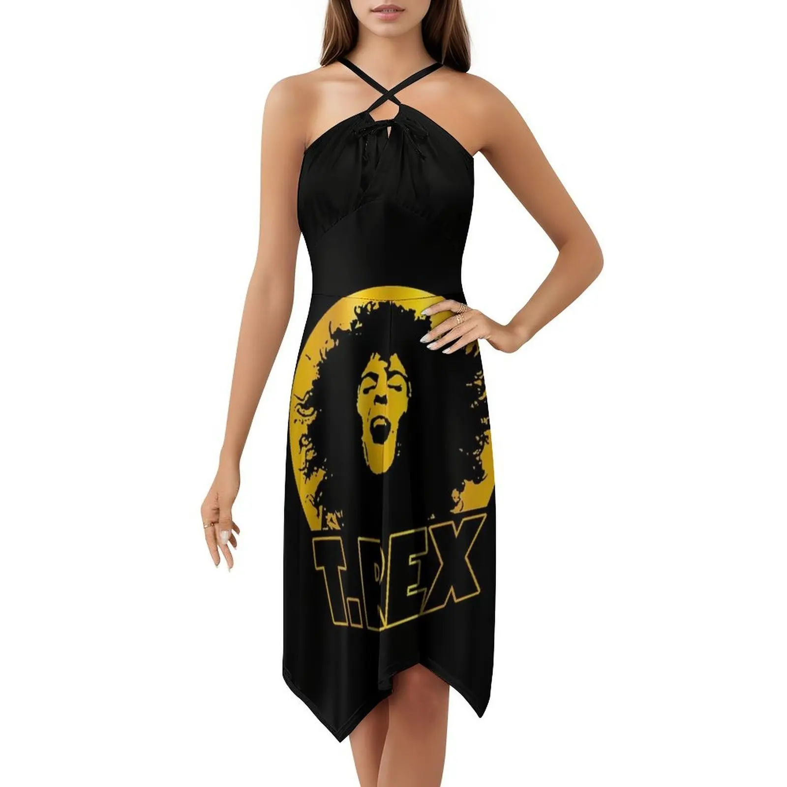 أفضل بيع جلام روك باند المرأة الشارع الشهير فستان الحفلات العصرية طباعة نادي الملابس للإناث تي ريكس الفرقة الموسيقى ريكس مارك