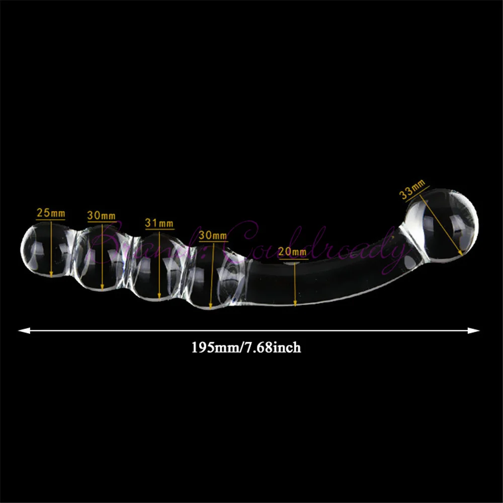 Pyrex Glass Dildo 195x33mm Fake Penis Crystal Anal Beads Butt Plug Prostate Massager G Spot Female Masturbation Toys