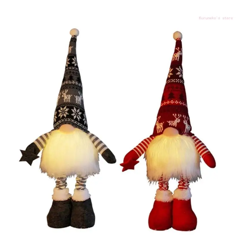 

Festive Glowing Holiday Decoration Ornaments Christmas Gnomes Faceless Dolls Telescopic Swedish Tomtes Decor Kid Gift