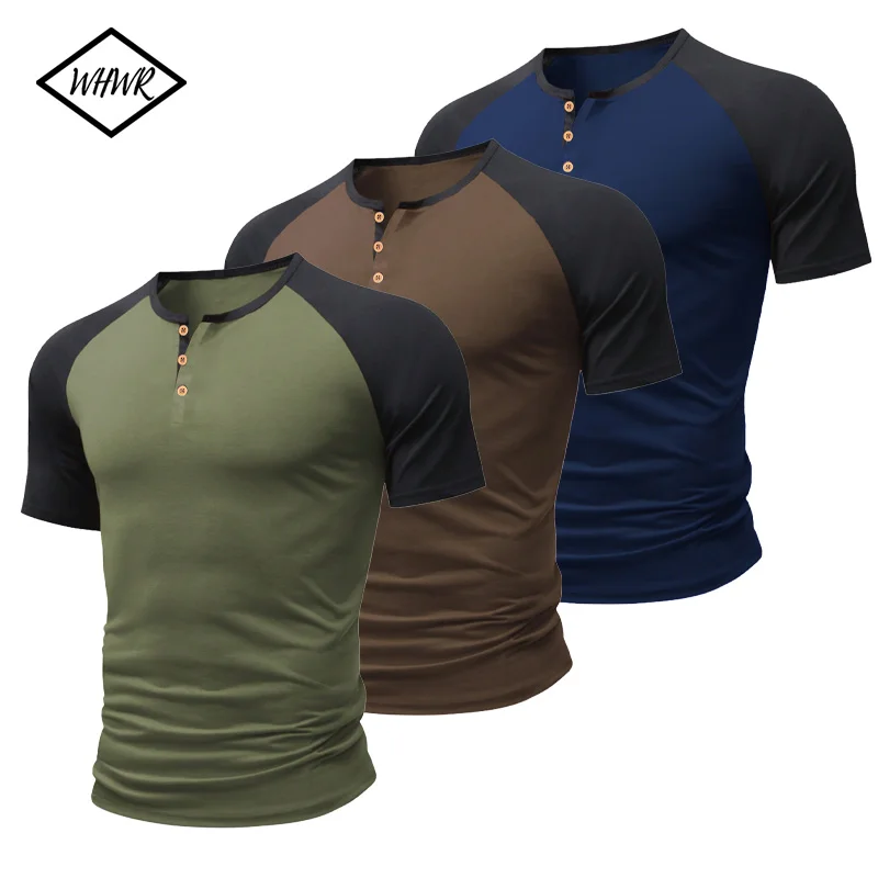 

Мужские повседневные облегающие футболки с короткими рукавами Henley, бейсбольные футболки из джерси, впитывающие влагу, повседневная уютная футболка