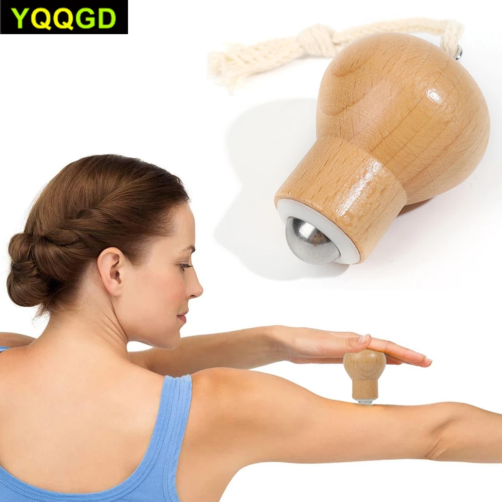 1Pcs Portable Wooden Rollers Massagers, 360 Rotating Globes for Face Hand Leg Head Neck Waist Massage Wheel Sticks for Men Women