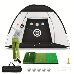 Golf Practice Net for Backyard Driving Chipping Home Golf Swing Training with Target /1 Golf Mat / 5 Golf Balls / 1 Golf Tee/Bag