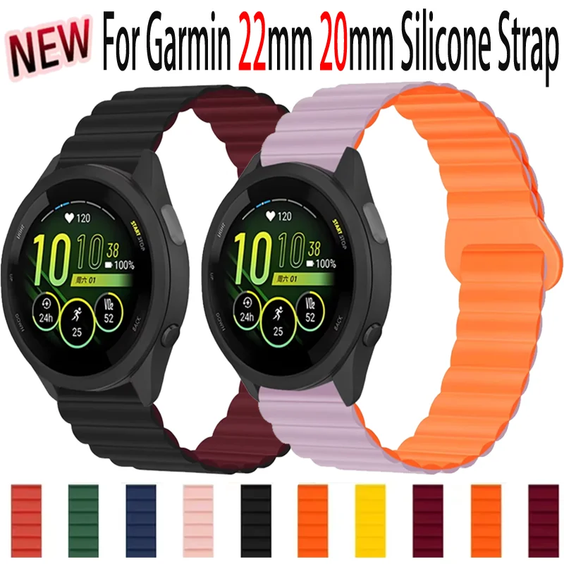 

Силиконовый ремешок 20 мм 22 мм для Garmin Forerunner 55 165 265 965 970 570, удобный магнитный браслет для Garmin Venu 3 Active 6 5