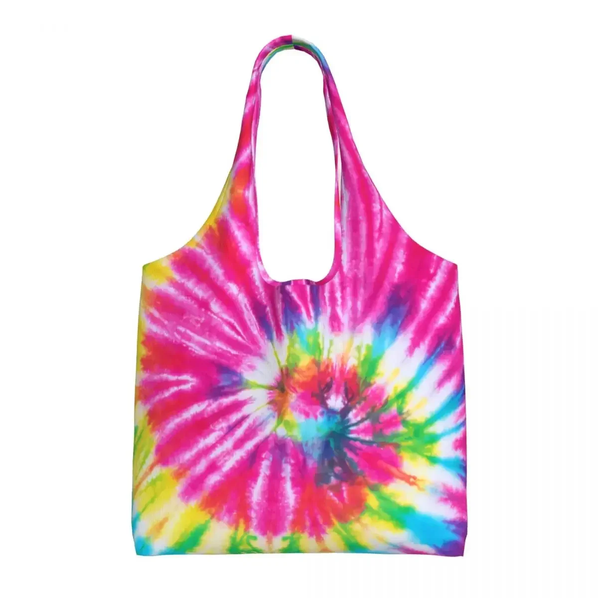 

Custom Very Colorful Tie Dye Canvas Shopping Bag Women Durable Big Capacity Grocery Traditional Dyeing Art Tote Shopper Bags