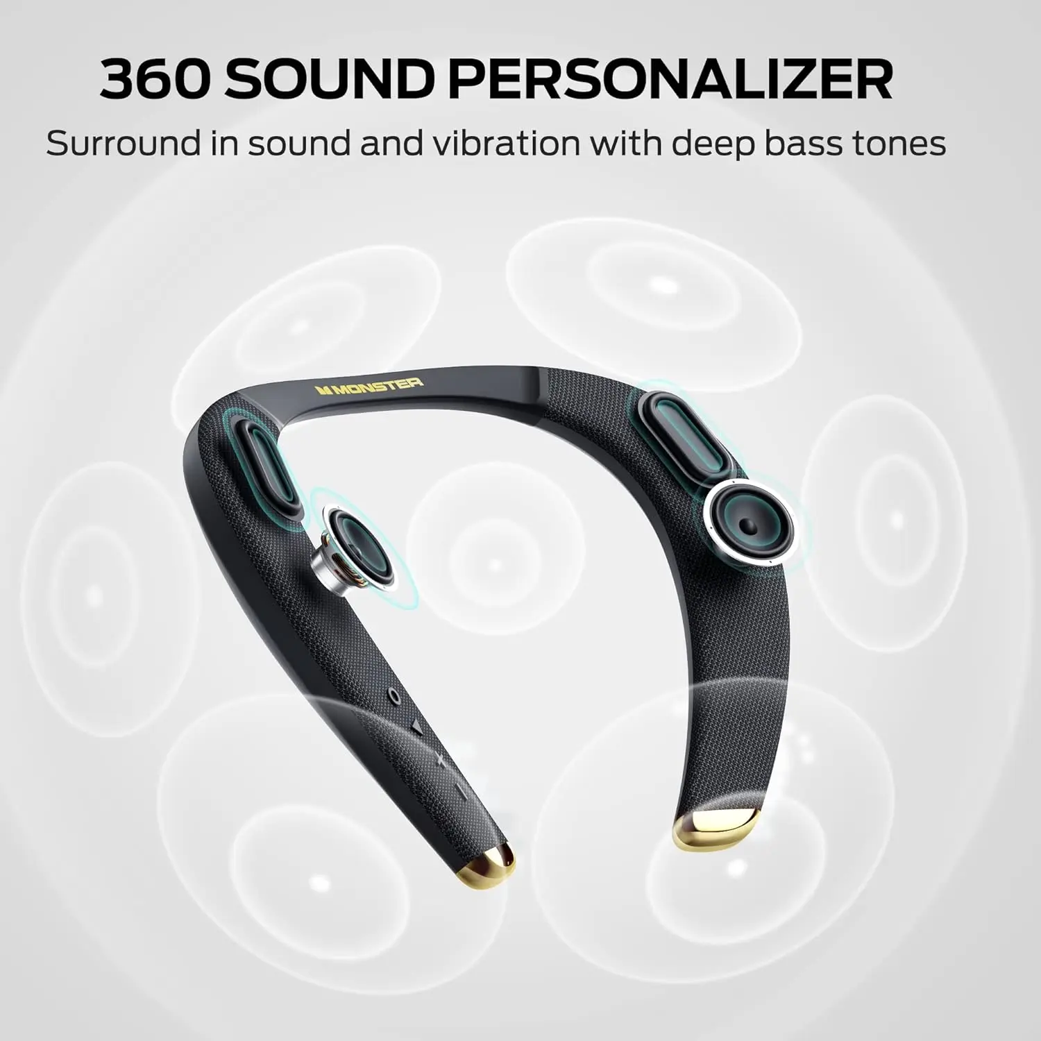 Monster Boomerang Petite Bluetooth Neckband Speaker Hi Res Qualcomm aptx Neck Speakers IPX5 Wireless Wearable Speakers with Mic