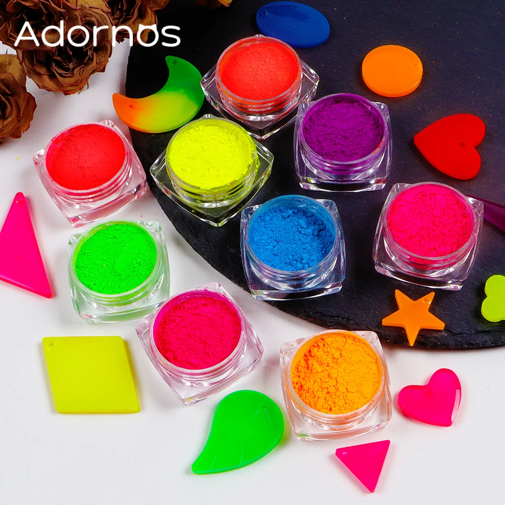 9 Colors Resin Pigment Powder Fluorescent Glitter Resin Filler For DIY Epoxy Resin Mold Colored Dye Glass Decor Jewelry Making