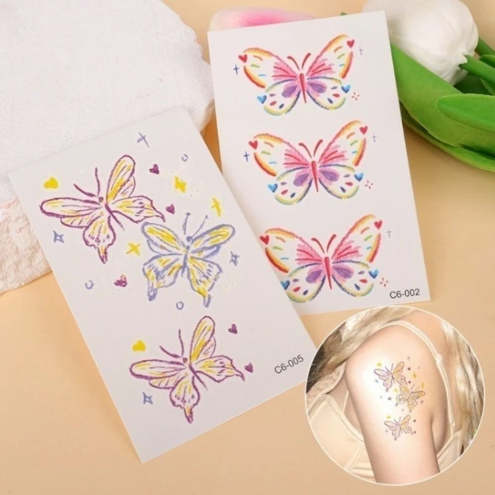 Langdurige zoete tijdelijke tattoo stickers vlinder wolk body art sticker INS roze make-up tattoo stickers vrouwen