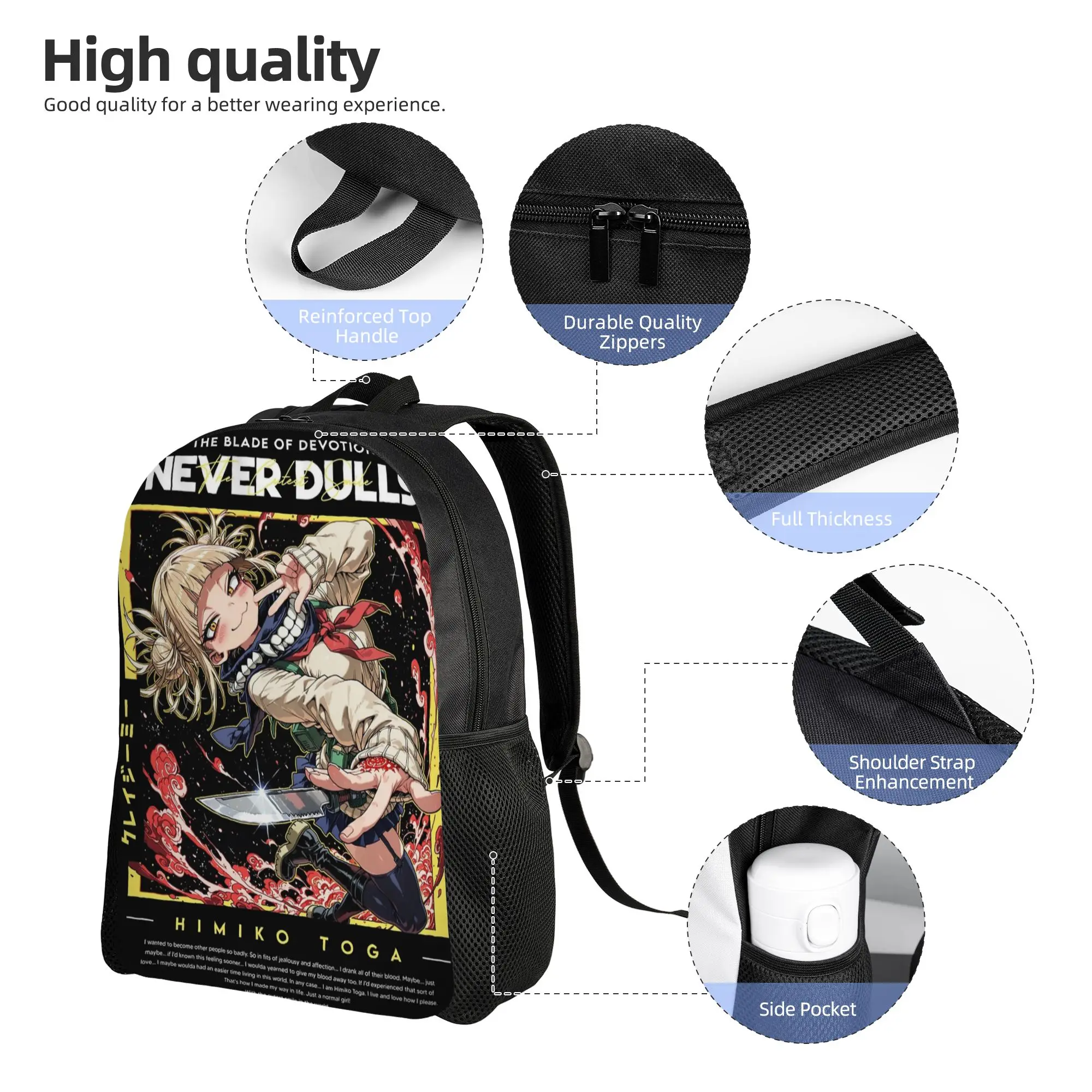 Himiko Toga My Hero Academia Backpack for Men Women Cool Student Business Daypack  Laptop Shoulder Bag Sports