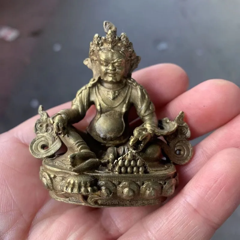 

Antique Copper God of Wealth Buddha Small Statue Desktop Ornaments Buddhism Religious Figurines Home Decoration For Living Rooms