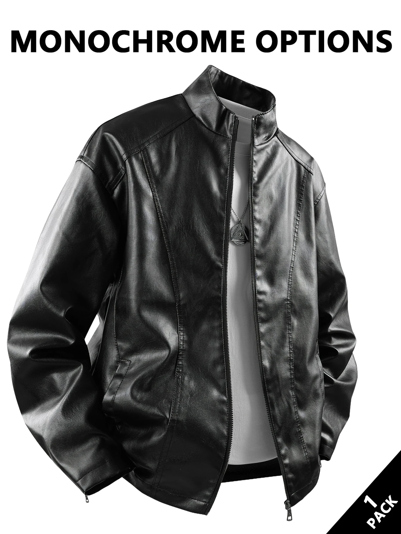 

Men's Small Stand-Up Collar Leather Jacket, Windproof and Warm, Stylish and Form-Fitting, Suitable for Daily Commuting, Street Wear, Autumn and Winter Outings, Casual Gatherings with Friends, Casual Entertaining, and Short Trips