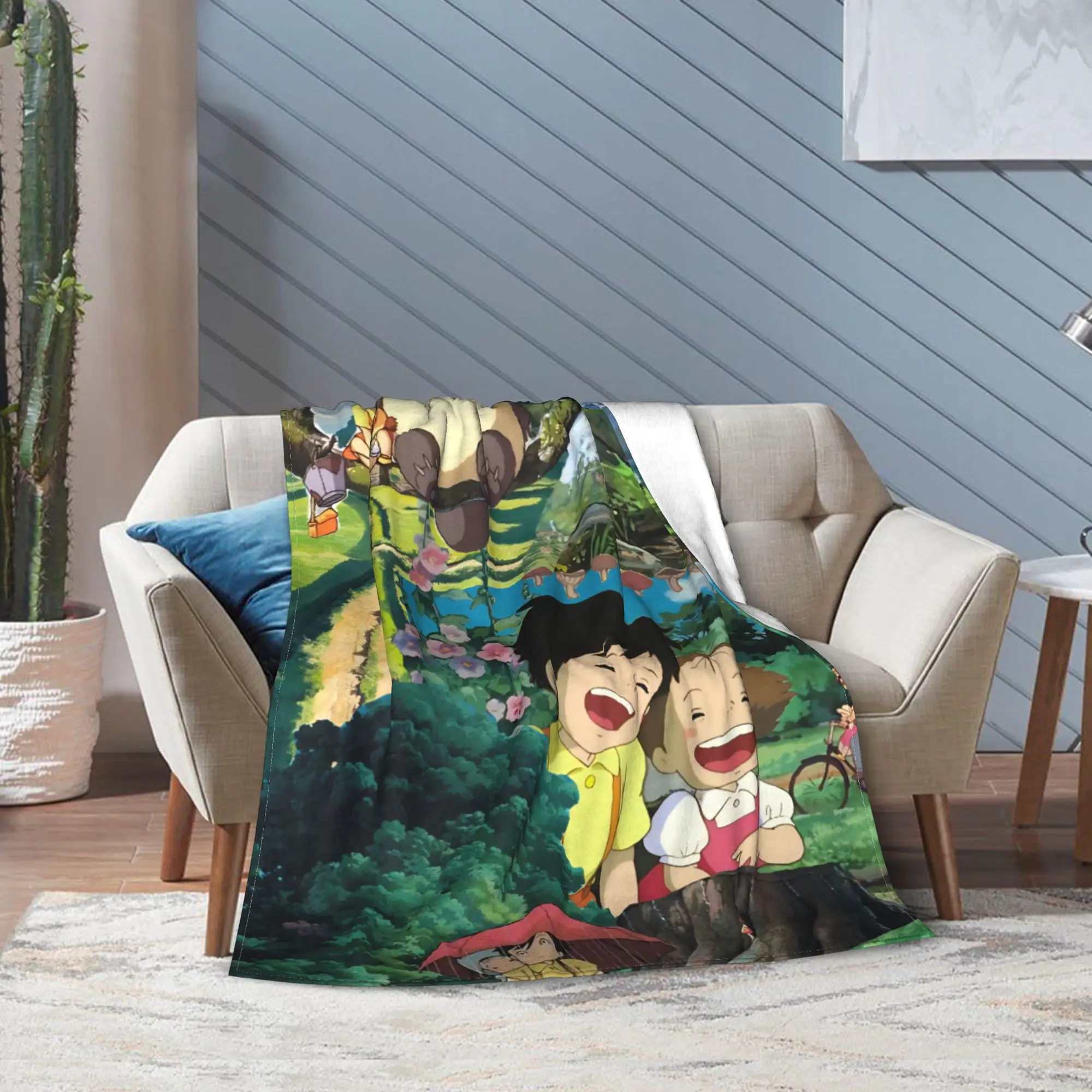 T-Totoroes Cartoon movie Blanket Multi-size Warm Cozy Fluffy  Throw Blankets for Couch Sofa and Bed