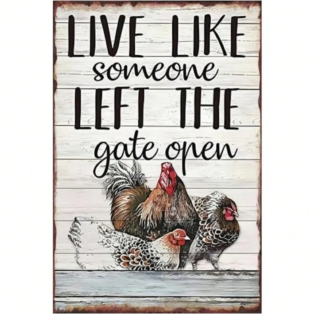 

Chicken Metal Sign 8x12 Inch Farmhouse Wall Decor Vintage Retro Tin Sign Funny Kitchen Art