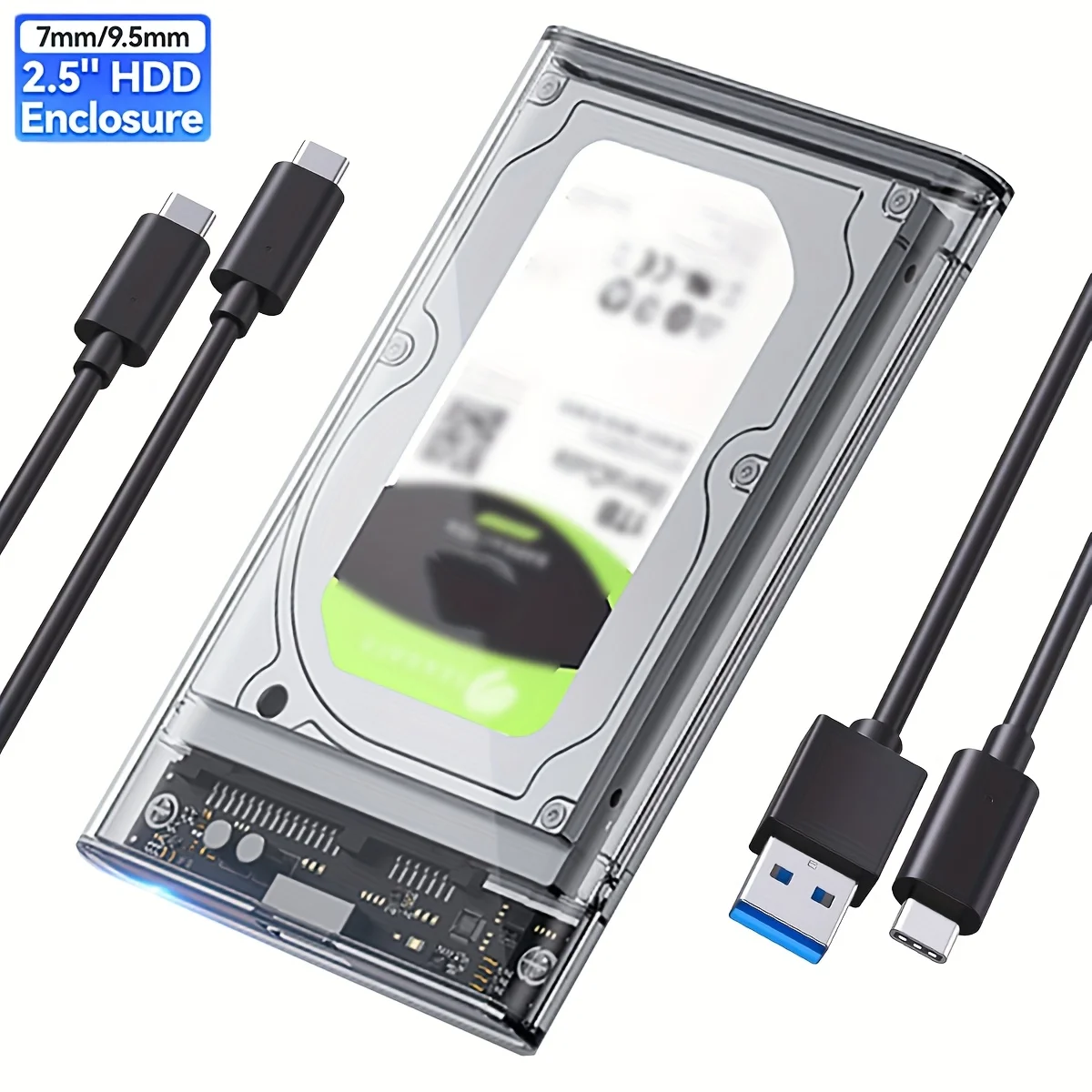 

USB 3.0/Type C HDD Enclosure 2.5 inch SATA SSD External Hard Drive Case with 5Gbps Transfer Speed Clear Harddisk Boxs Tool-Free