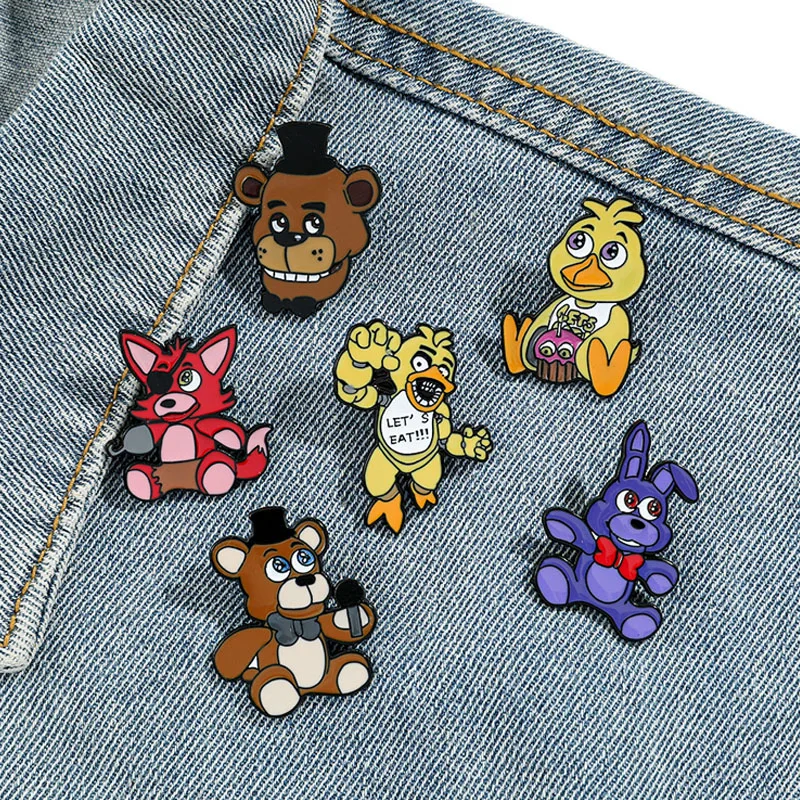 Five Night's At Freddy Anime Brooch Enamel Pins Foxy Bonnie Doll Badge FNAF Brooches for Backpack Pins Accessories Gifts