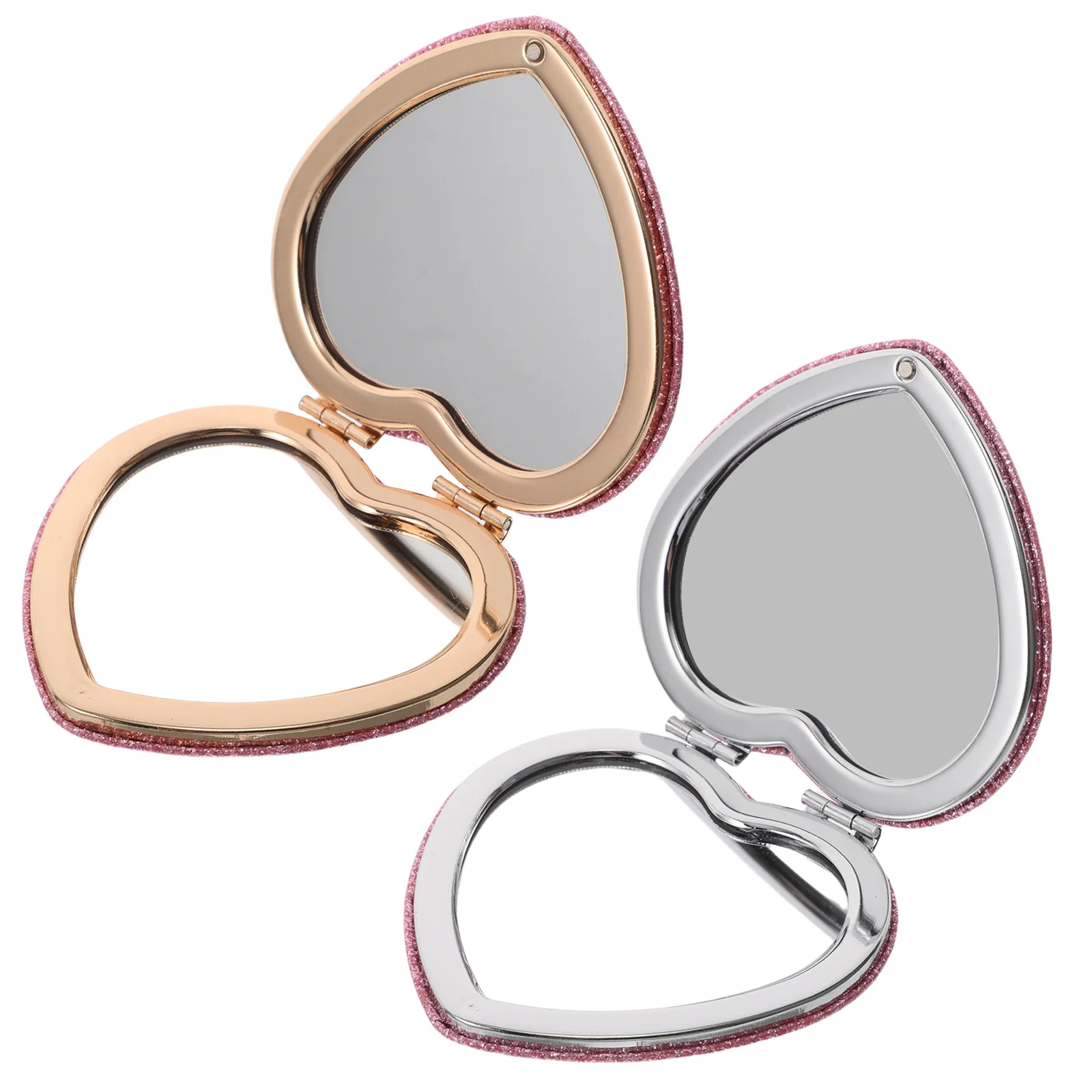 

2Pcs Heart Shaped Mirror Portable Folding Makeup Mirror for Girls Clear Reflection Lightweight Handbag Travel Essential