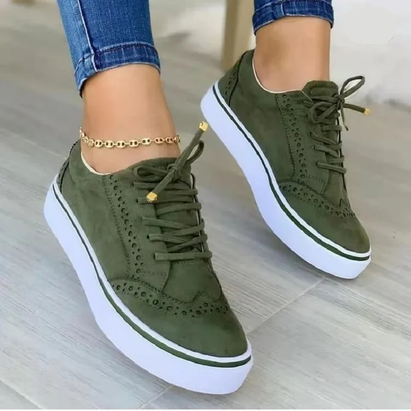 

2025 Women's Low-top Vulcanized Shoes Round Toe Casual Shoes Flat Shoe Lace-up Walking Shoes Women Versatile Comfortable Mujer
