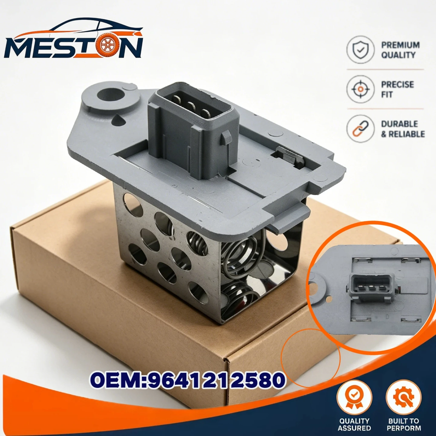 Blower Motor Resistor 9641212580 for Citroen Peugeot 206 307 406 807 Expert Partner Car Fan Speed Control
