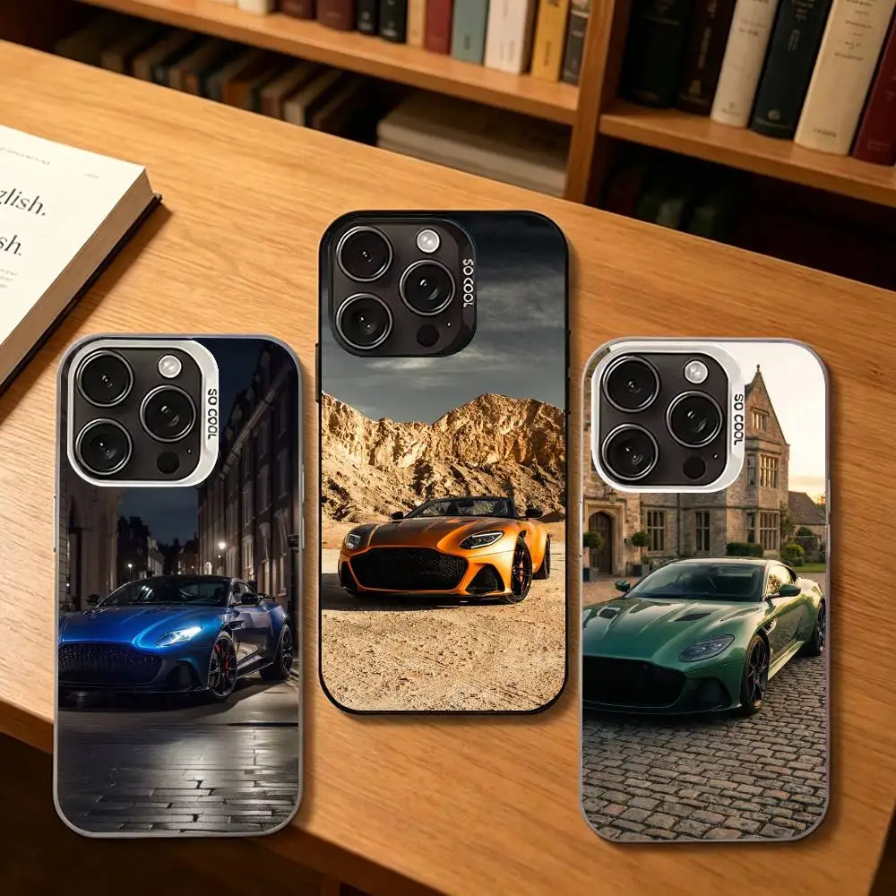 Чехол для телефона British V12 Brute DBS Superleggera для iPhone 17, 16, 15, 14, 13, 12 Plus Pro Max, глянцевый черный с металлическим покрытием внутри