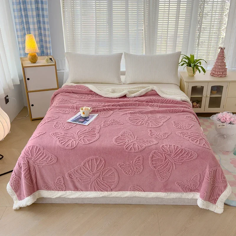 3D Butterfly Throw Blanket Super Soft Warm Fluffy Bed Blankets Lightweight Jacquard Fleece Blanket for Sofa Chair Bed Camping