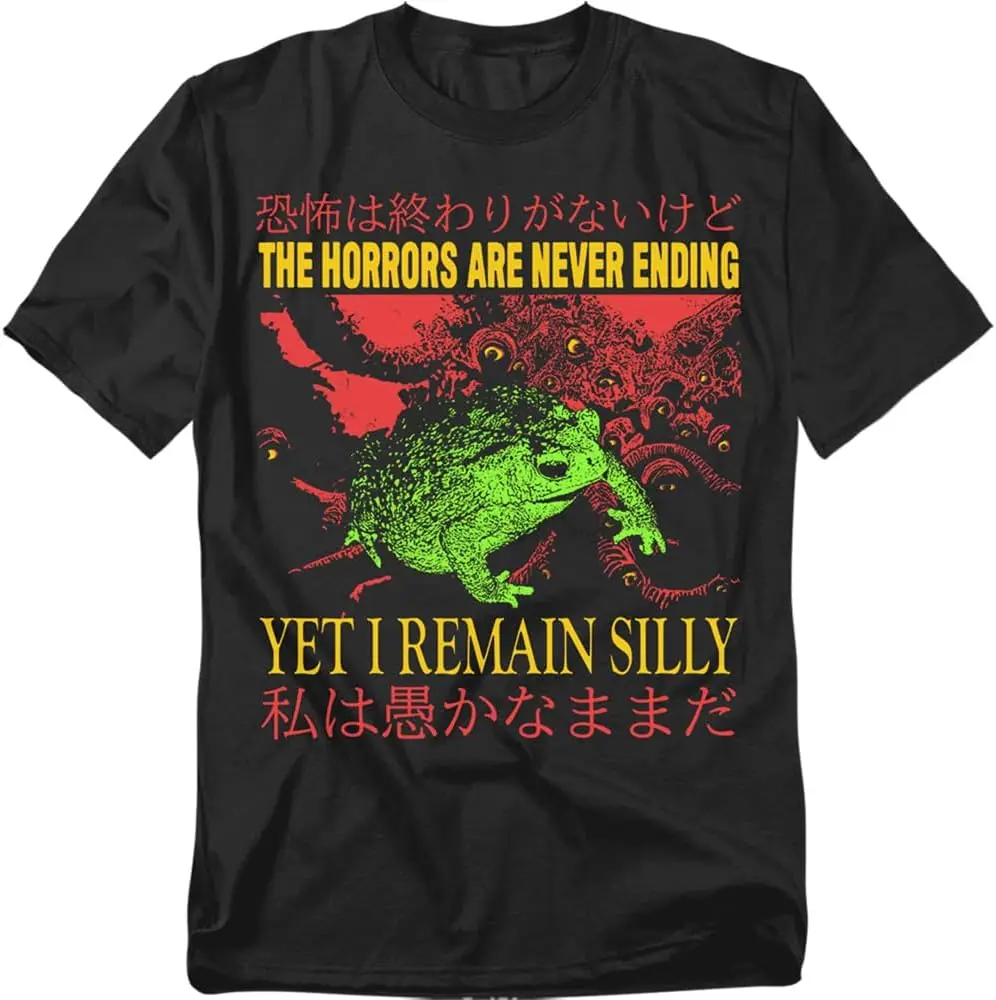 Horrors Never Ending Frog T Shirt – Funny Surreal Meme Humor Tee For Men Or Women, Unisex Adult 100% Cotton Trendy Y2K
