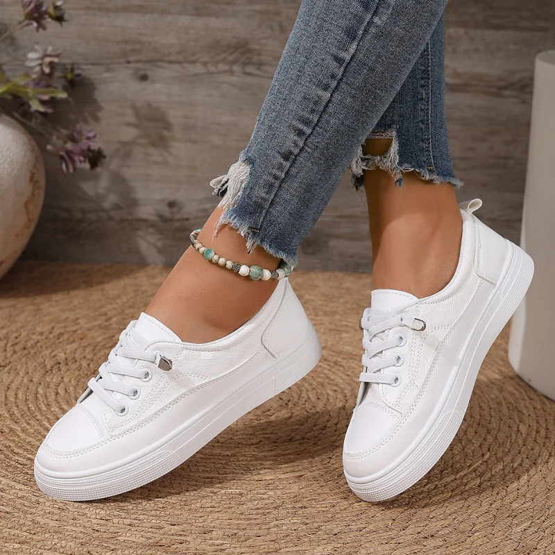 

White Shoes Women's Korean Style Slip-On Sneakers 2025 Spring and Autumn New Style Student Casual Shoes Flat Versatile Sneakers