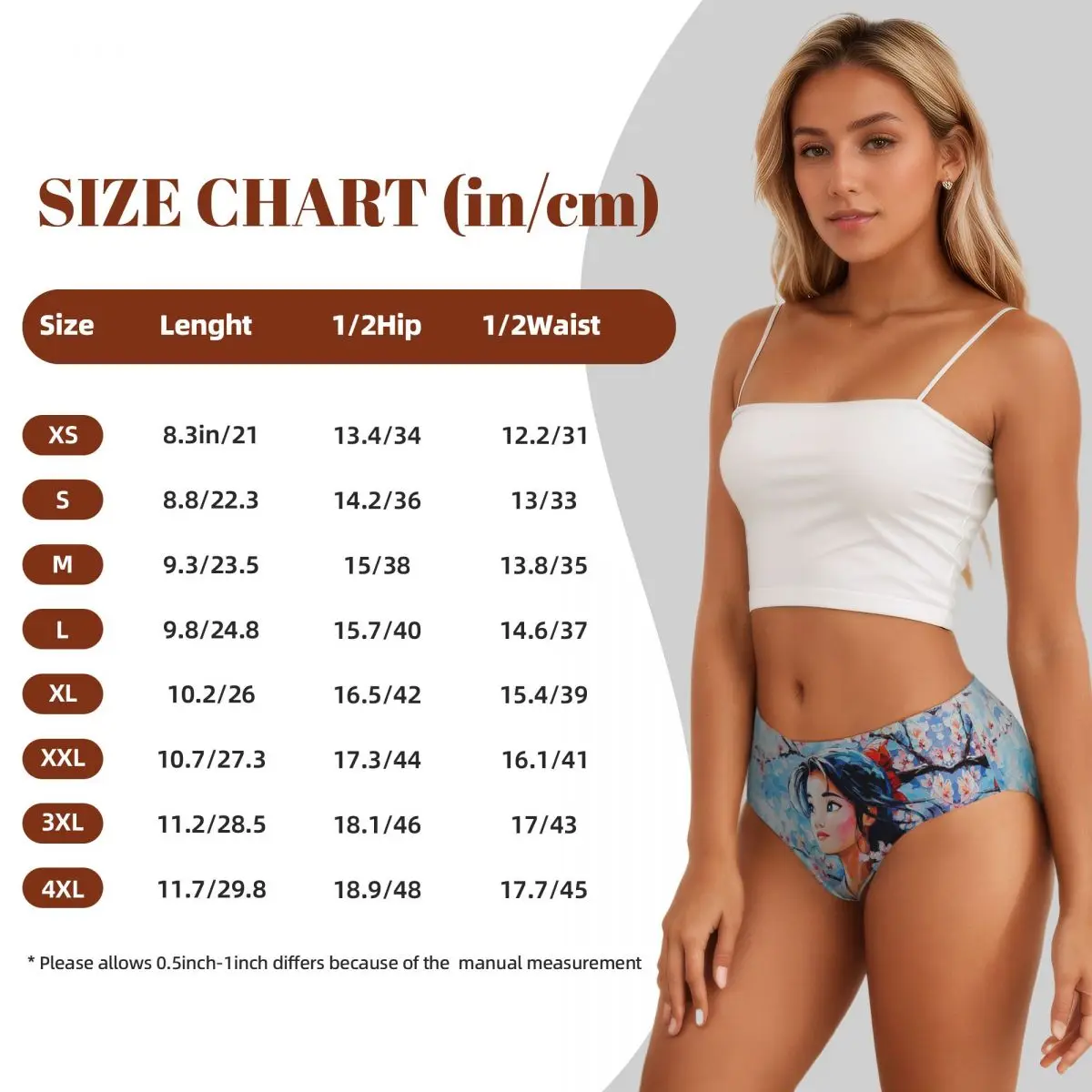 Custom Mulan Cherry Blossom Brief Panties Women Breathable Stretch Underwear