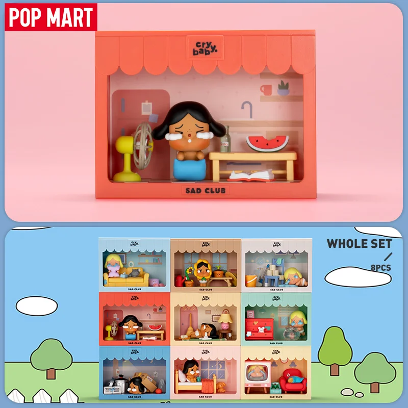 

POP MART CRYBABY Sad Club Series Scene Sets by Molly 1PC/8PCS POPMART Blind Box Anime Action Figure Cute Figurine Cry Baby