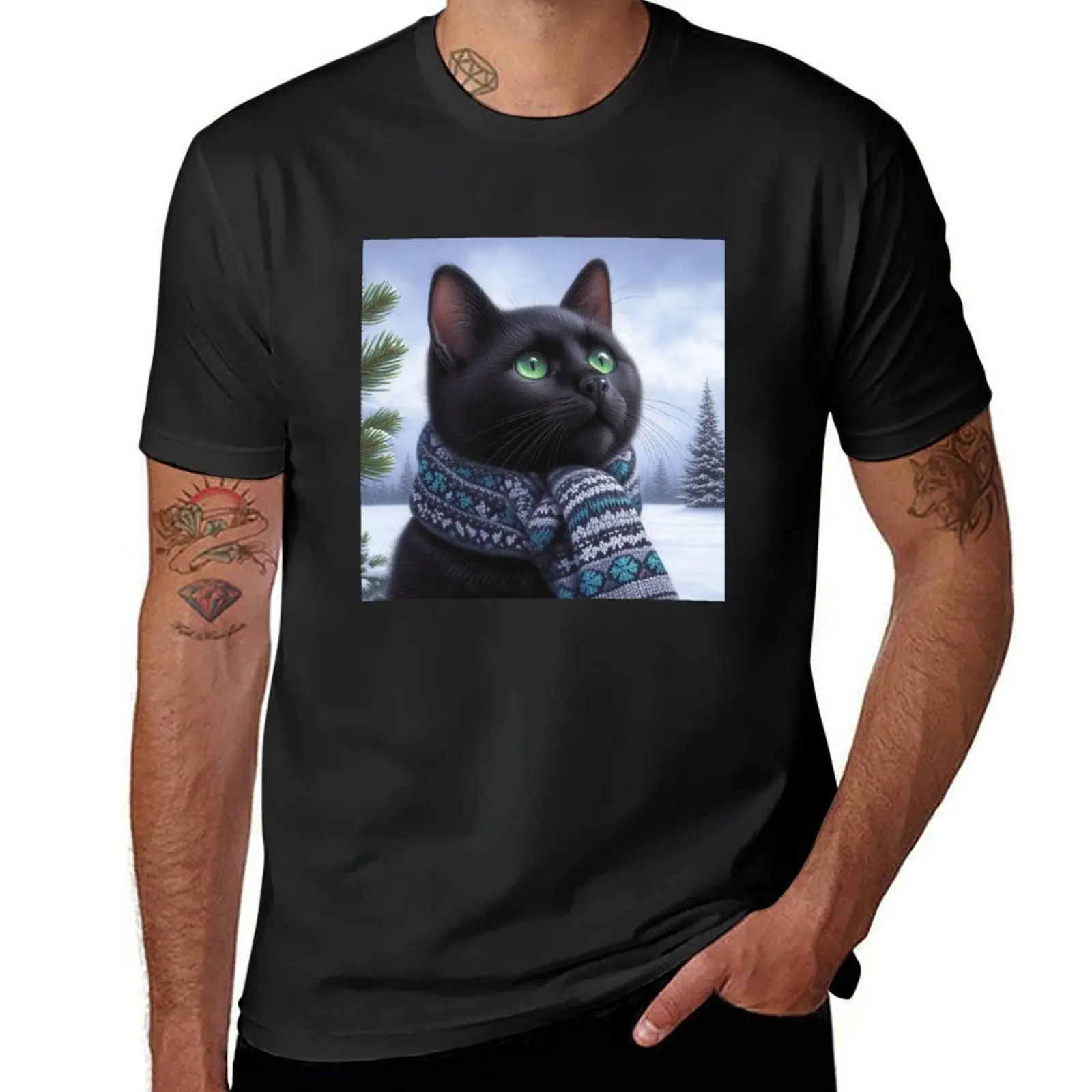 Cat with scarf T-Shirt Aesthetic clothing sublime heavyweight t shirts for men