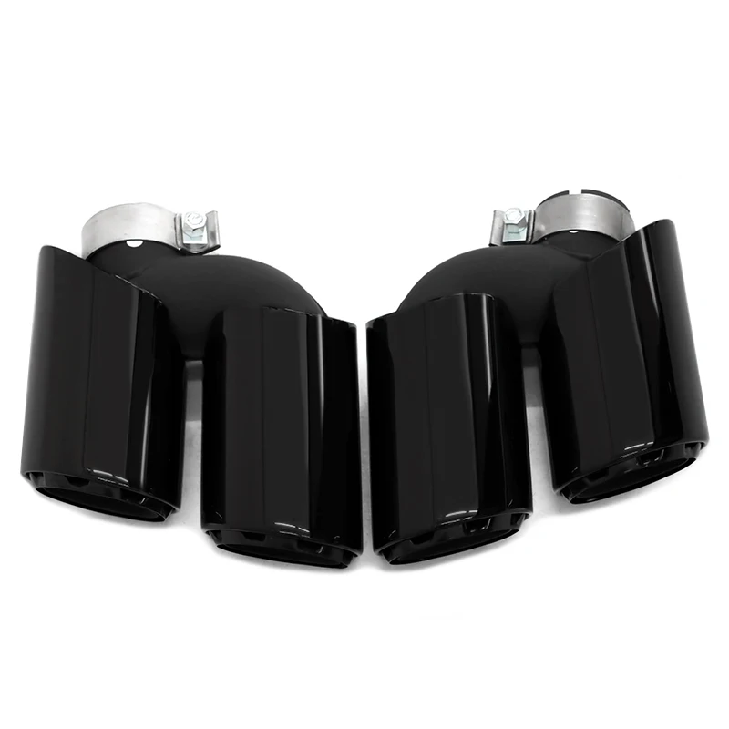

SYPES Car Exhaust Tips For Porsche Macan 95B Performance 304 Stainless Steel Quad Muffler Tip Three Layers Walls Black