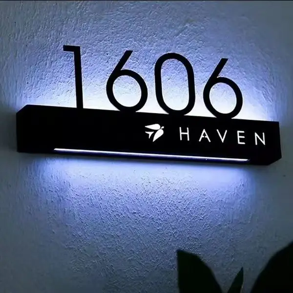 

Дверная табличка с подсветкой из нержавеющей стали, креативная 3D-вывеска для отеля, ресторана, проживания в семье, элитная номерная табличка комнаты