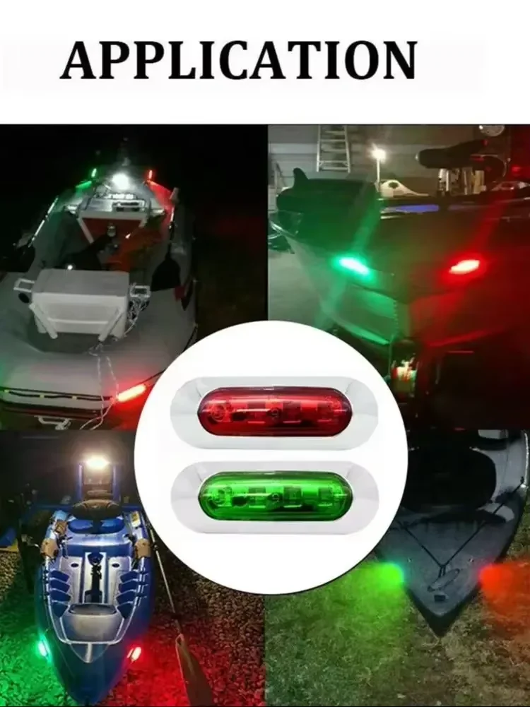  2Pcs Marine Navigation Lights Red Green LED Boat Navigation Light 12-24V Waterproof Sailing Signal Lamp Marine Yacht Light
