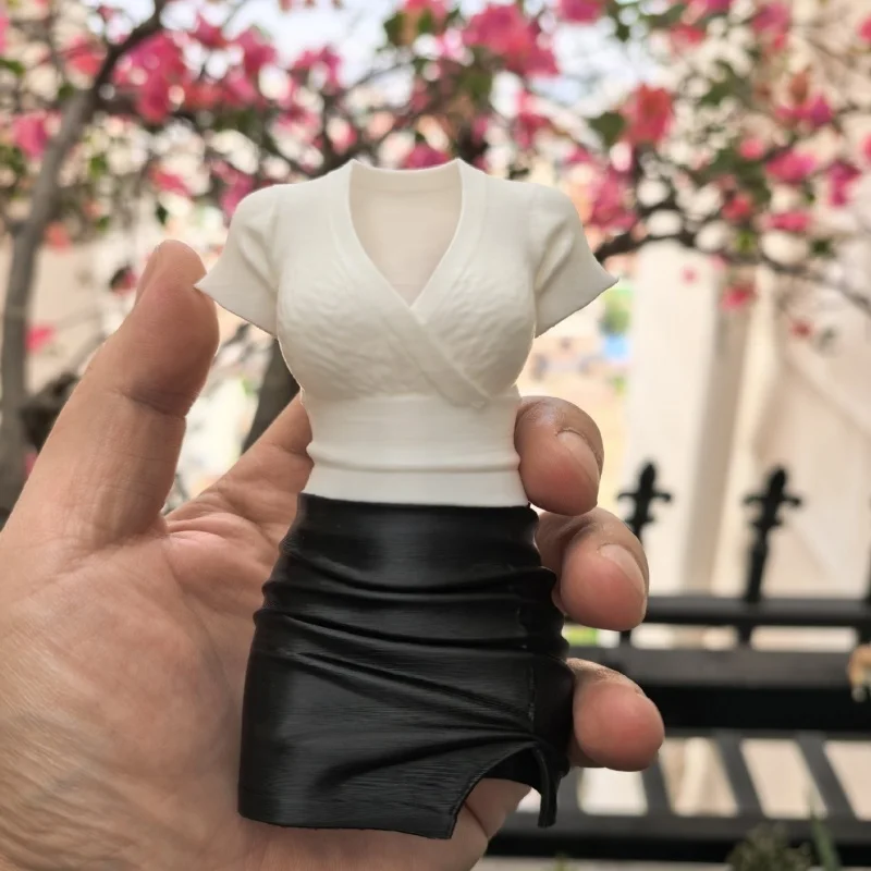 

3D printing High-end Half Body Sculpture Ornament Professional Dress White Shirt Leather Skirt Desktop Art Decoration