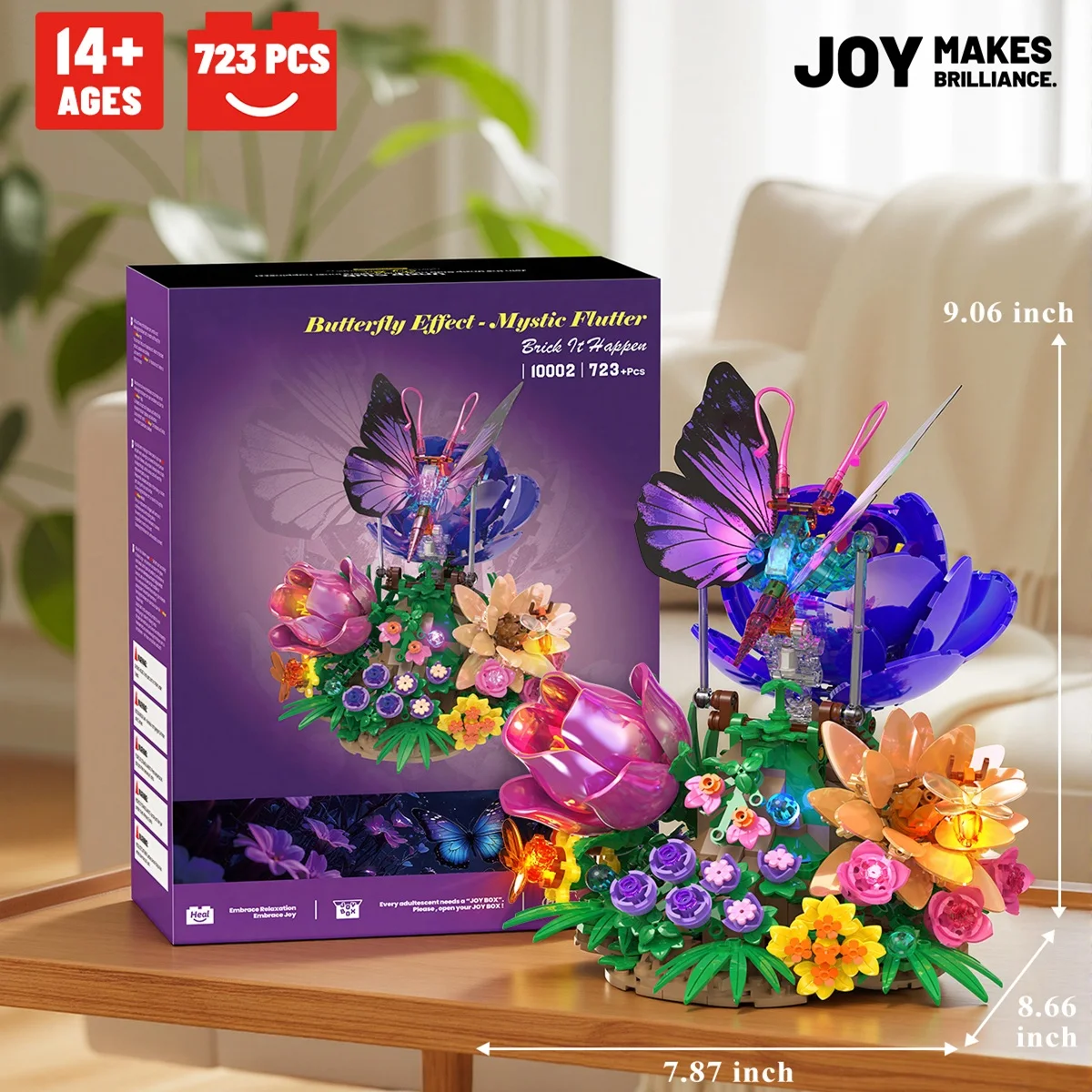 

Набор для сборки бабочки с подсветкой для взрослых, набор строительных блоков с изображением ботанических цветов, подарок на день рождения или День святого Валентина для девушки или жены