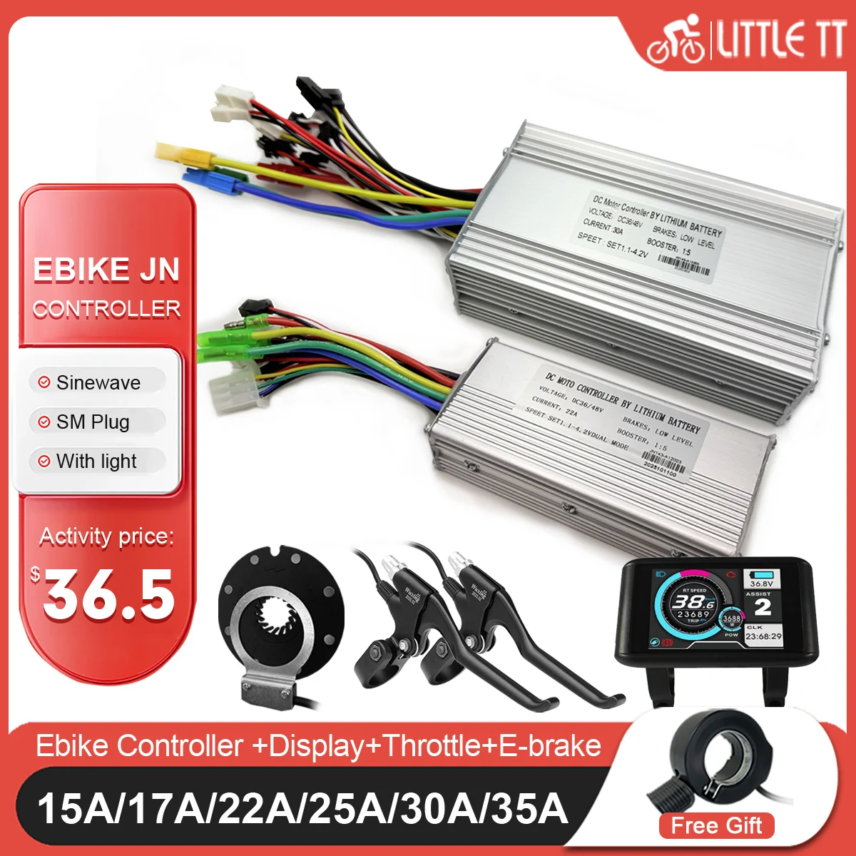 Electric Bike Sine Wave Controller 15A 17A 22A 30A 35A with Color LCD UKC1 Display 250W-1000W Electric Bicycle E-Scooter Parts