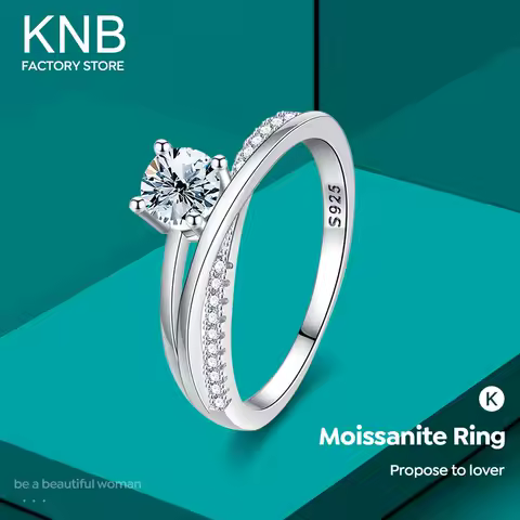 KNB Luxury X shape 1CT Moissanite Diamond Rings for Women Gifts 925 Sterling Silver Solitaire Eternity Wedding Ring Fine Jewelry