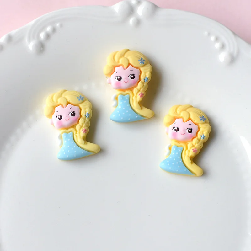 10pcs/lot Disney Princess Cartoon 3D Resin for DIY Hairbows Accessories Phone Shell Shoe Craft Handmade Decoration